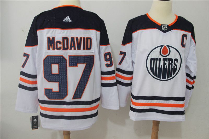 Men 2017 NHL Edmonton Oilers #97 McDavid white Adidas jersey